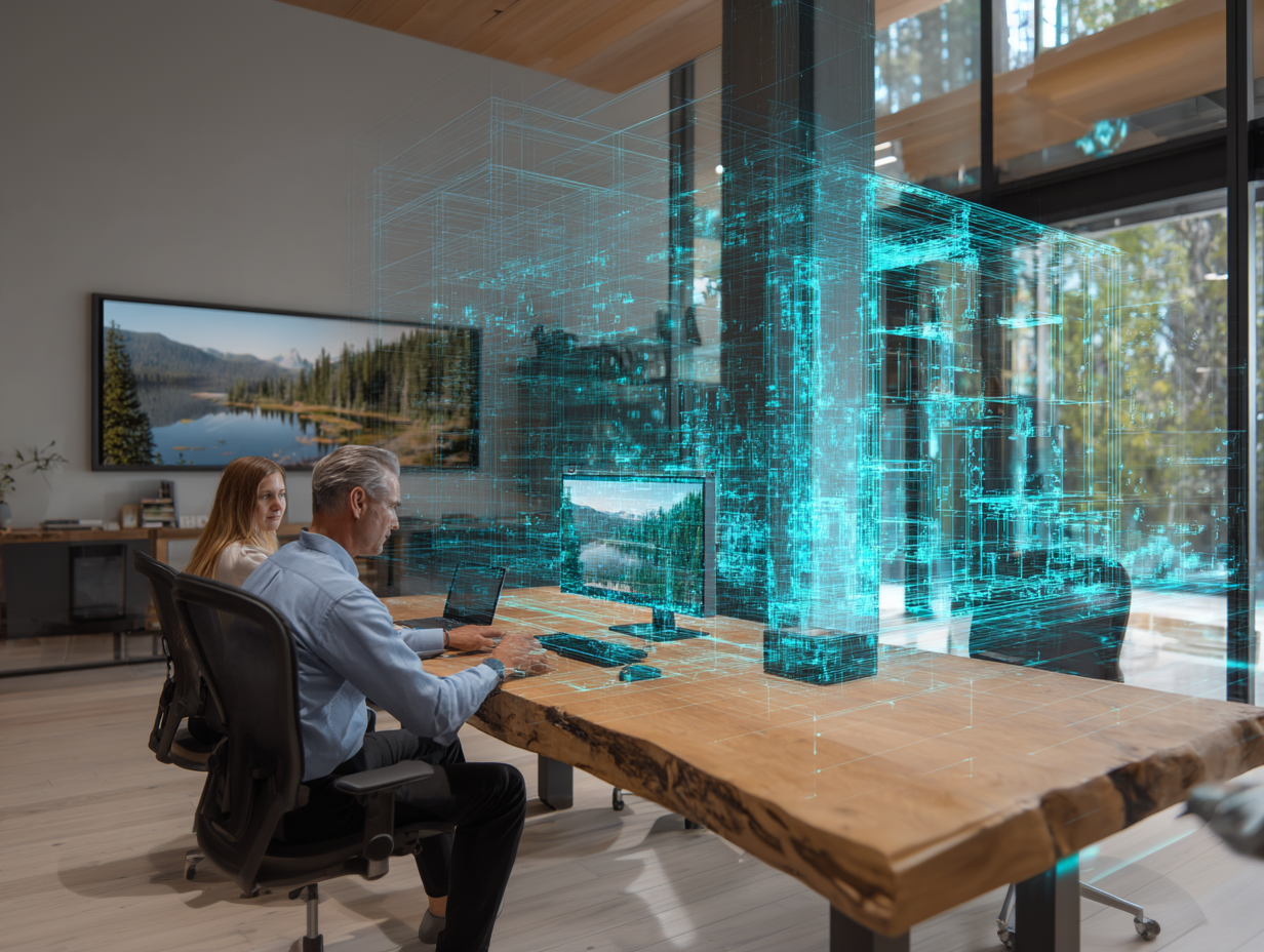 AI Authority Advisory session - consultant and client reviewing AI-driven insights